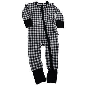 Mamalulu buffalo plaid zipper romper